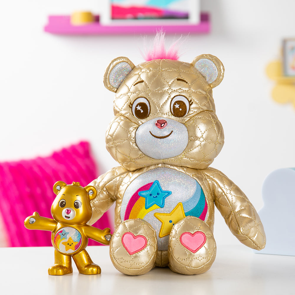 Care Bears Dare to Care Gold Quilted Bear with Dare to Care Figure (Limited Edition)